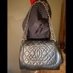 Chanel Timeless Accordion Black Caviar w/Silver HW